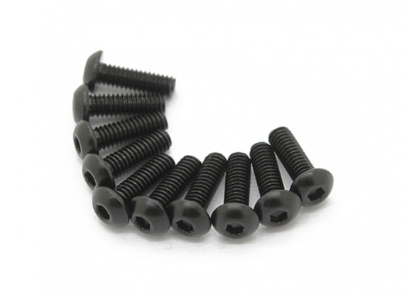 Screw Button Head Hex M2.5 x 8mm Machine Thread Steel Black (10pcs)