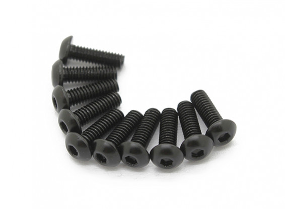 Screw Button Head Hex M2.5 x 10mm Machine Thread Steel Black (10pcs)