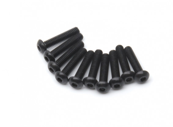 Screw Button Head Hex M2.5 x 12mm Machine Thread Steel Black (10pcs)