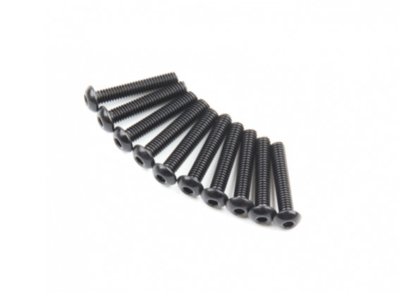 Screw Button Head Hex M2.6 x 14mm Machine Thread Steel Black (10pcs)