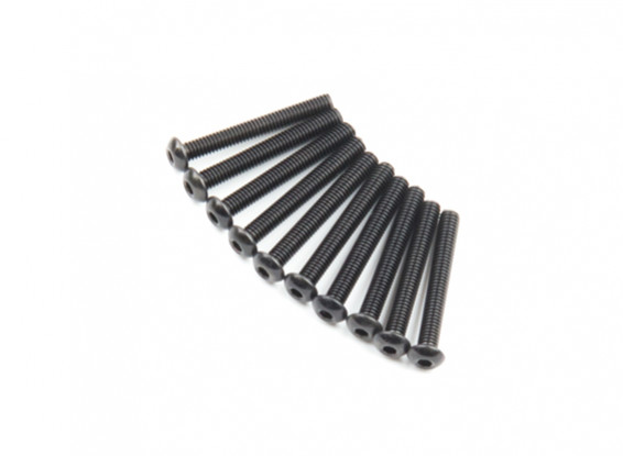 Screw Button Head Hex M2.6 x 20mm Machine Thread Steel Black (10pcs)