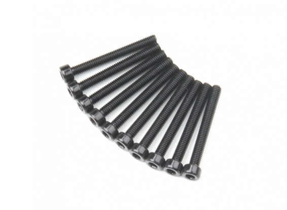 Screw Socket Head Hex M2.6 x 22mm Machine Thread Steel Black (10pcs)