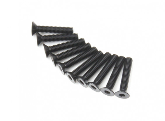 Screw Countersunk Hex M3x16mm Machine Thread Steel Black (10pcs)