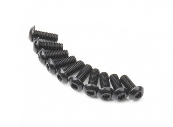 Screw Button Head Hex M3x8mm Machine Thread Steel Black (10pcs)