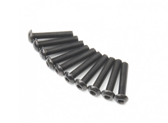 Screw Button Head Hex M3x16mm Machine Thread Steel Black (10pcs)
