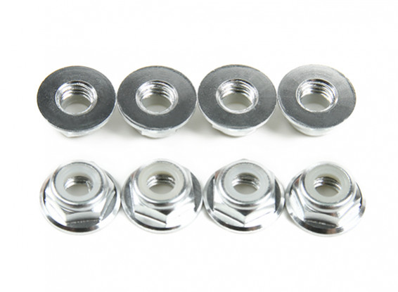 Aluminum Flange Low Profile Nyloc Nut M5 Silver (CW) 8pcs