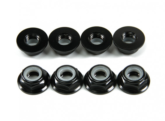 Aluminum Flange Low Profile Nyloc Nut M5 Black (CCW) 8pcs