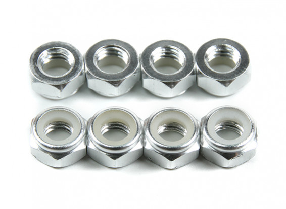Aluminum Low Profile Nyloc Nut M5 Silver (CW) 8pcs