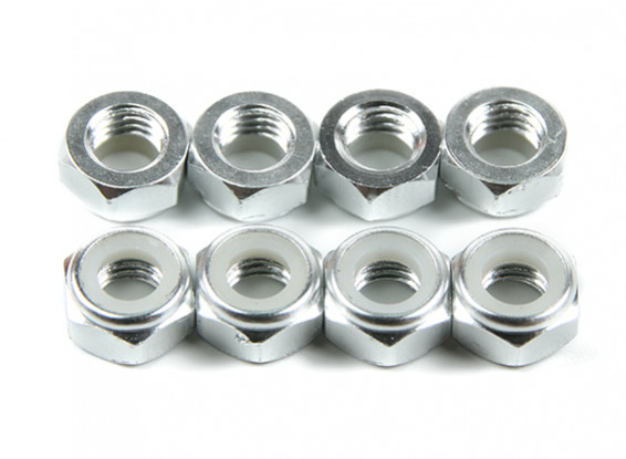 Aluminum Low Profile Nyloc Nut M5 Silver (CCW) 8pcs