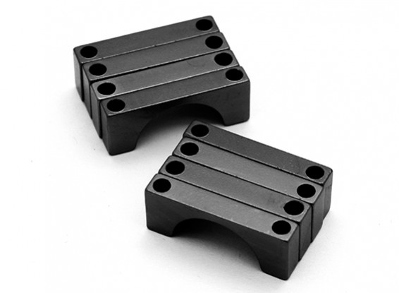 Black Anodized Double Sided CNC Aluminum Tube Clamp 16mm Diameter