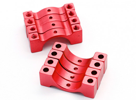 Red Anodized CNC Semicircle Alloy Tube Clamp (incl.screws) 14mm