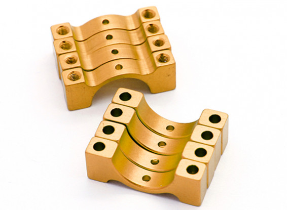 Gold Anodized CNC Semicircle Alloy Tube Clamp (incl.screws) 14mm