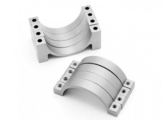 Silver Anodized CNC Semicircle Alloy Tube Clamp (incl.screws) 22mm