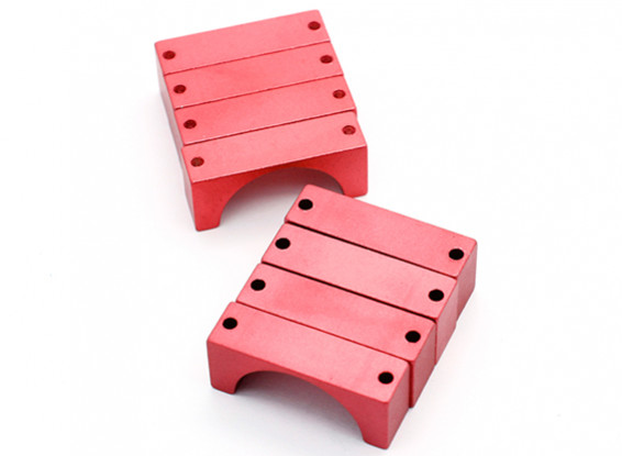 Red Anodized CNC Semicircle Alloy Tube Clamp (incl.screws) 30mm