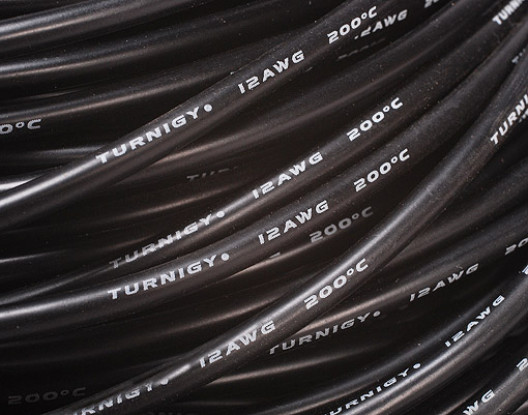 Turnigy Pure-Silicone Wire 12AWG 1m (Black)