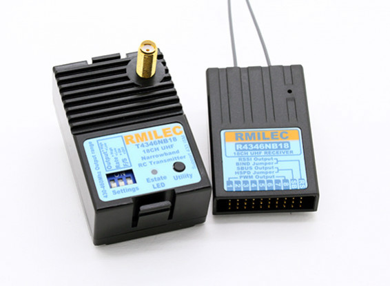RMILEC T4346NB18-F / R4346NB18 430-460Mhz 18ch LRS Radio System (Futaba Pin Configuration)