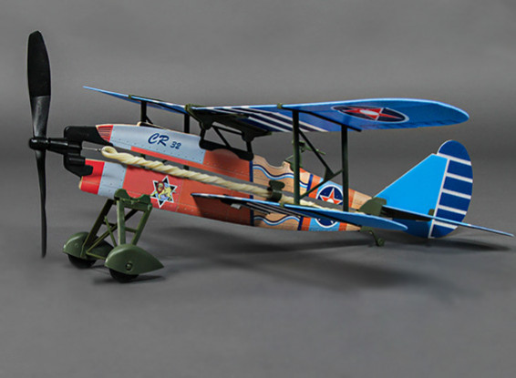 Rubber Band Powered Freeflight Fiat CR.32 449mm Span (Incl. Electric Winder)