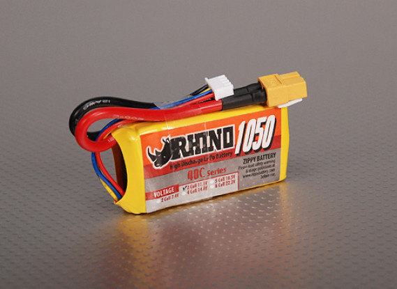 Rhino 1050mAh 3S 11.1v 40C Lipoly Pack