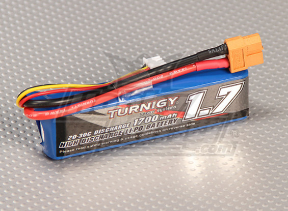Turnigy 1700mAh 2S 20C Lipo Pack (Suits 1/16th Monster Beatle, SCT & Buggy)