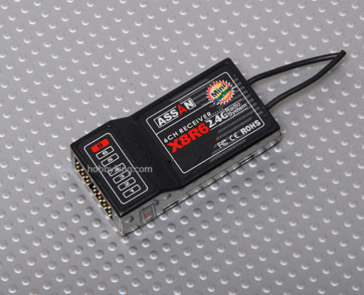 Assan X8 R6 6Ch 2.4GHz Receiver (Short Antenna)