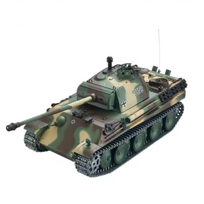 Heng Long 3879 (RTR) 1/16th Scale German Panther (G Type) RC Tank w/Upgraded Metal Parts, LED Lights, Smoke & Firing Gun (Tri-Color Camouflage)