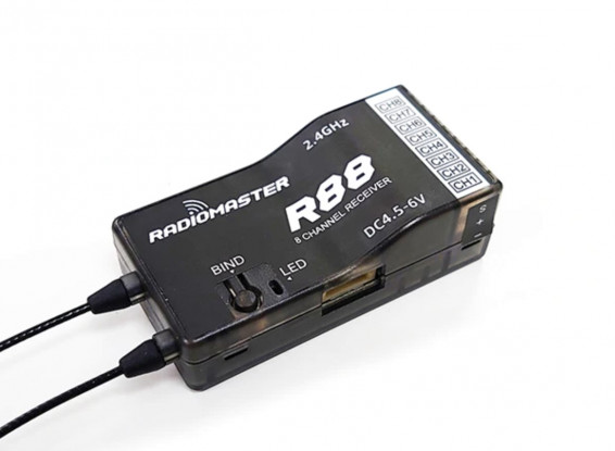 RADIOMASTER R88-D8 8ch PWM Receiver (Frsky D8 Compatible)