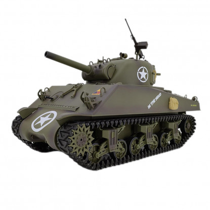 Heng Long 3898 (RTR) 1/16th Scale US M4A3 Sherman RC Tank w/Sound, LED Lights, Smoke & Firing Gun (Green)