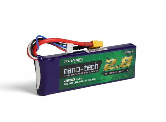 3 cell lipo battery rc cars 70 c Turnigy Nano-Tech 3S 2800mAh 11.1V 70C Pack w/XT60 for Car Truck Boat Helicopter Airplane polymer Size