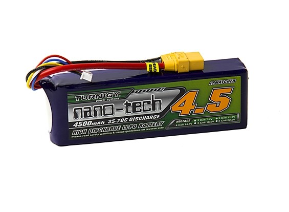 Turnigy Batteries Nano-Tech 4500mah 4S 35~70C Lipo Battery Pack w/XT-90 |  HobbyKing
