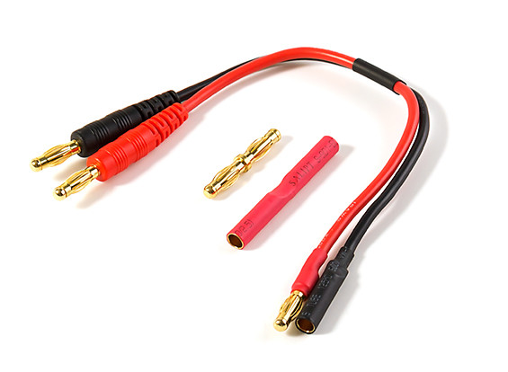 HXT 4MM Banana Bullet Plug to Double DC Power 5.5x2.1mm 18AWG 15CM Wire 