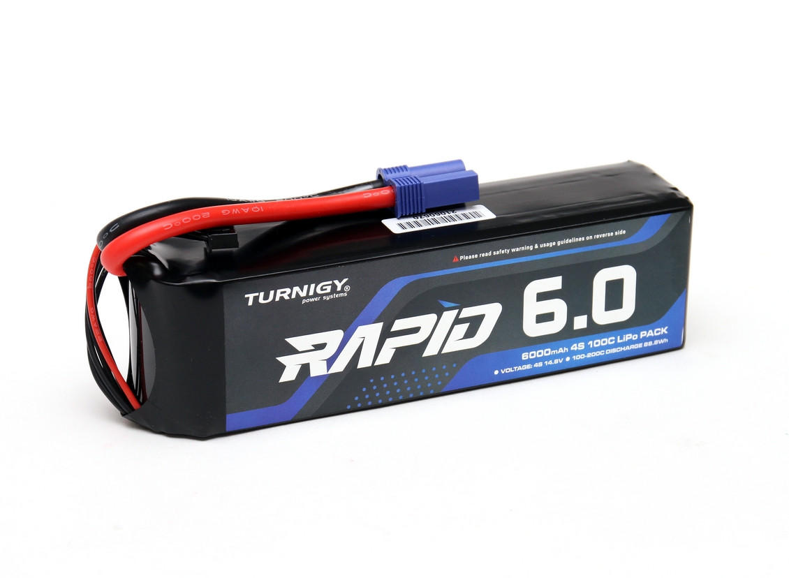 Turnigy Rapid 6000mAh 4S (14.8V) 100C LiPo Battery Pack w/EC5 Connector For  RC Cars