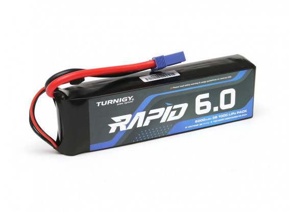 Turnigy Rapid 3S 6000mAh 11.1V 100C Lipo Battery w/EC5 for RC cars