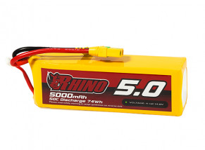 Rhino 5000mAh 4S 50C Lipo Pack w/XT90