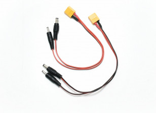 XT60 Male to 2 x DC Jack Plug Connectors 220mm (2pcs)
