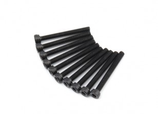 Screw Socket Head Hex M2.5 x 22mm Machine Thread Steel Black (10pcs)