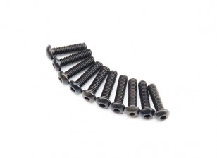 Screw Button Head Hex M2.6 x 10mm Machine Thread Steel Black (10pcs)