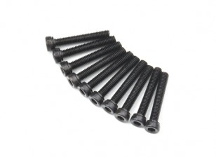 Screw Socket Head Hex M2.6 x 16mm Machine Thread Steel Black (10pcs)