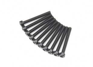 Screw Socket Head Hex M2.6 x 22mm Machine Thread Steel Black (10pcs)