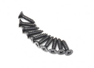 Screw Flat Head Phillips M2.6x10mm Self Tapping Steel Black (10pcs)