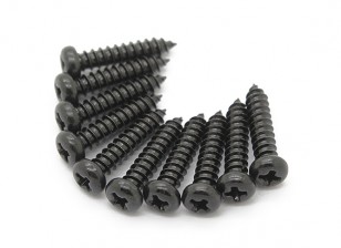 Screw Round Head Phillips M2.6x12mm Self Tapping Steel Black (10pcs)