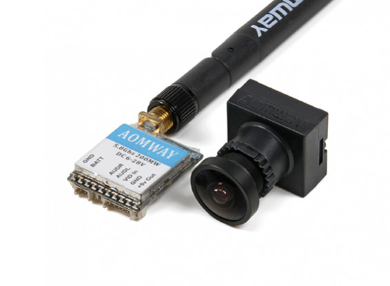 Aomway Micro V2 200mW 32ch 5.8GHz Video Transmitter Upgrade Version (6~28V) inc Racebands and 700TVL CMOS HD Camera (NTSC)