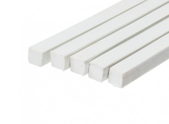 ABS Square Rod 8.0mm x 8.0mm x 500mm White (Qty 5)