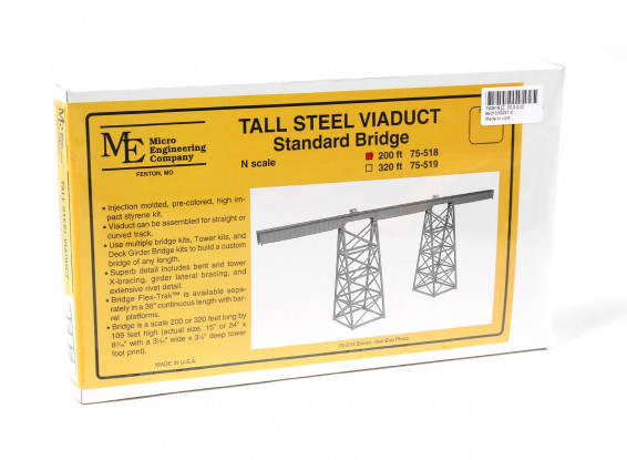 Micro Engineering N Scale 200ft Tall Steel Viaduct Standard Bridge Kit (75-518)