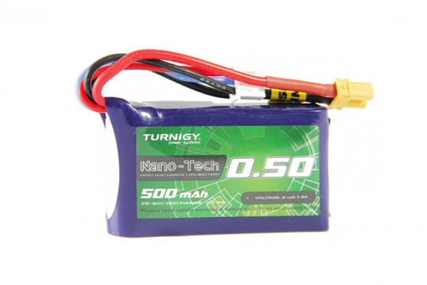 Turnigy Nano-Tech 500mAh 2S 25C Lipo Pack w/XT30
