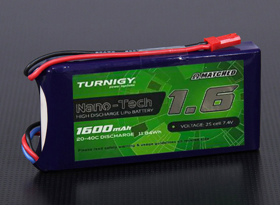 Turnigy Nano-Tech 1600mAh 2S1P 20~40C LiPo Pack w/JST Connector