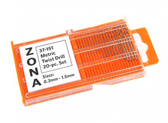 Zona 20pc High Speed ​​Twist Drill Set (.3mm-1.5mm)