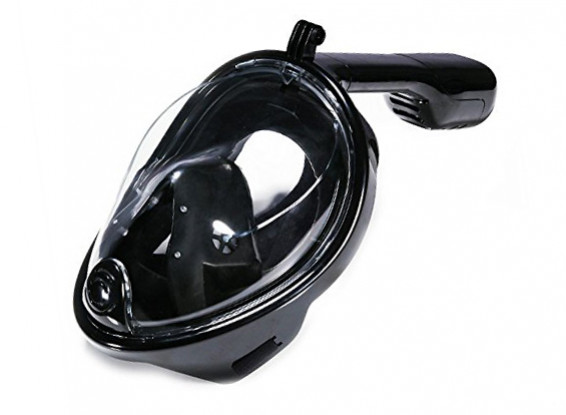 Full Face Mask Snorkelen met Action Camera Mount (L / XL) (zwart)