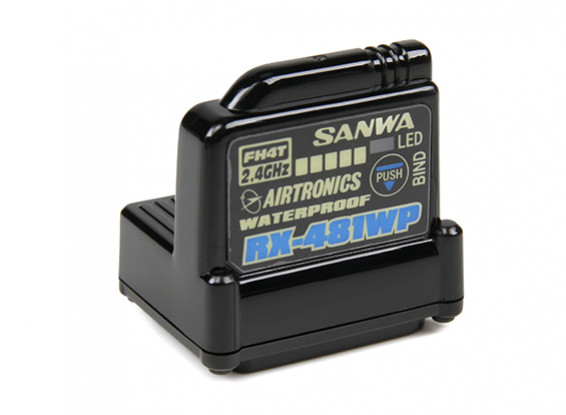 Sanwa RX-481WP 2.4GHz FH3 / FH4T Super Response 4 kanaals receiver met ingebouwde antenne