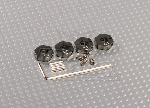 Titanium Kleur Aluminium Wiel Adapters met Lock Schroeven - 4 mm (12mm Hex)