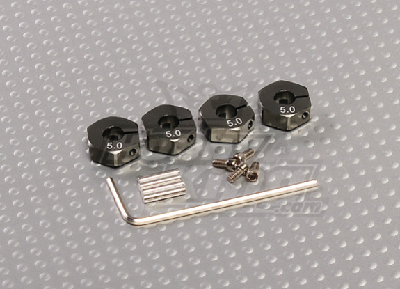 Titanium Kleur Aluminium Wiel Adapters met Lock Schroeven - 5 mm (12mm Hex)